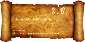 Kalaper Barbara névjegykártya